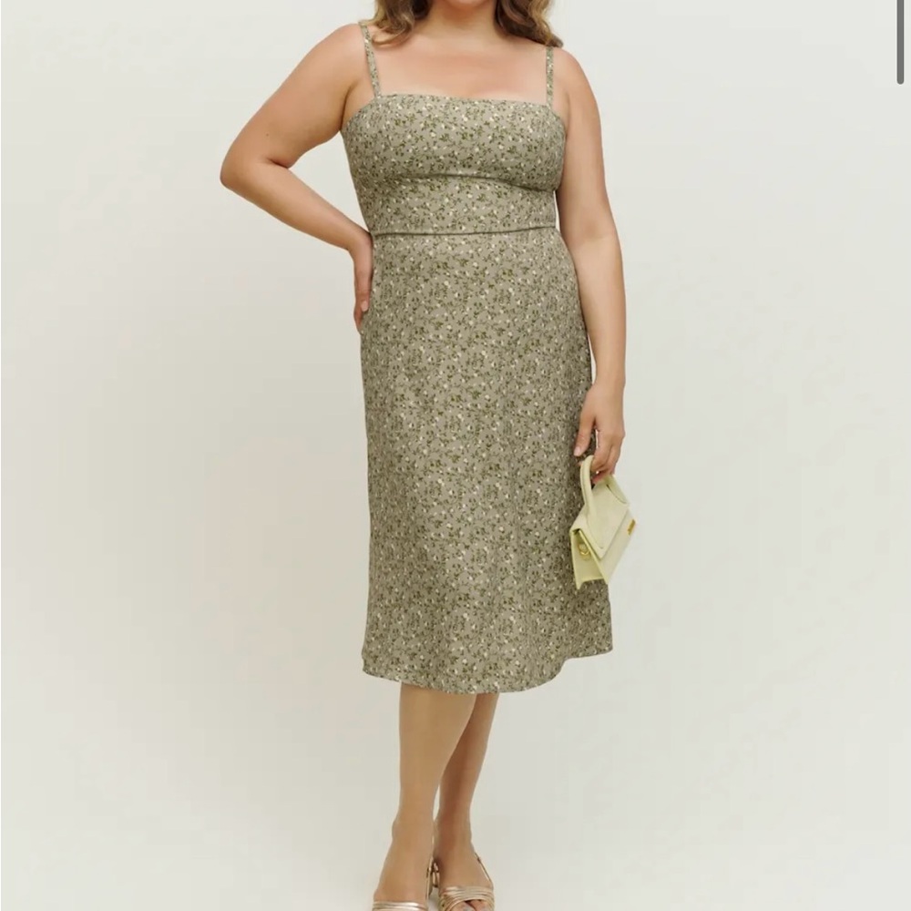 Reformation Olive Floral Midi Dress
